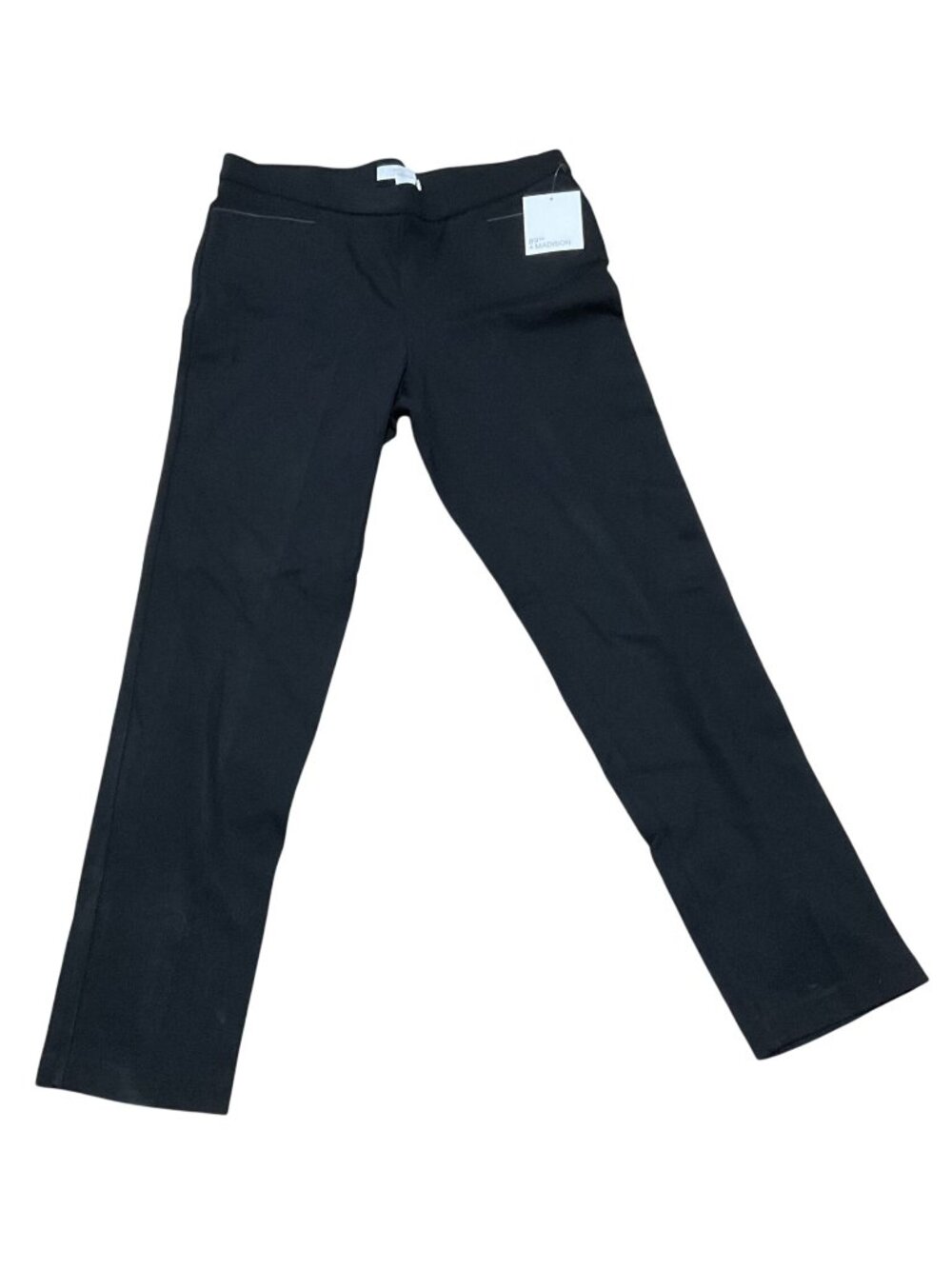 NWT 89th + Madison Black Straight-Leg Pants Sz L Pull On Pocket Workwear Womens